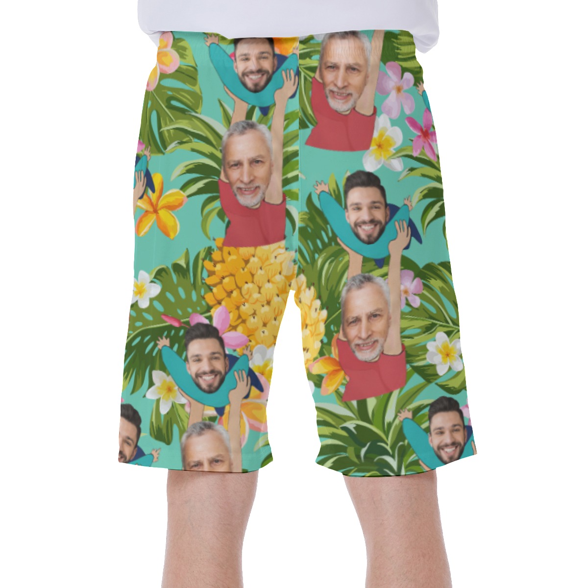 Custom Face Father And Kids Floral Hawaiian Swim Trunks For Men