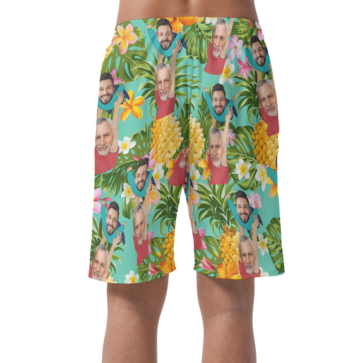 Funny Father's Day Gift Custom Face Pineapple Hawaiian Beach Shorts