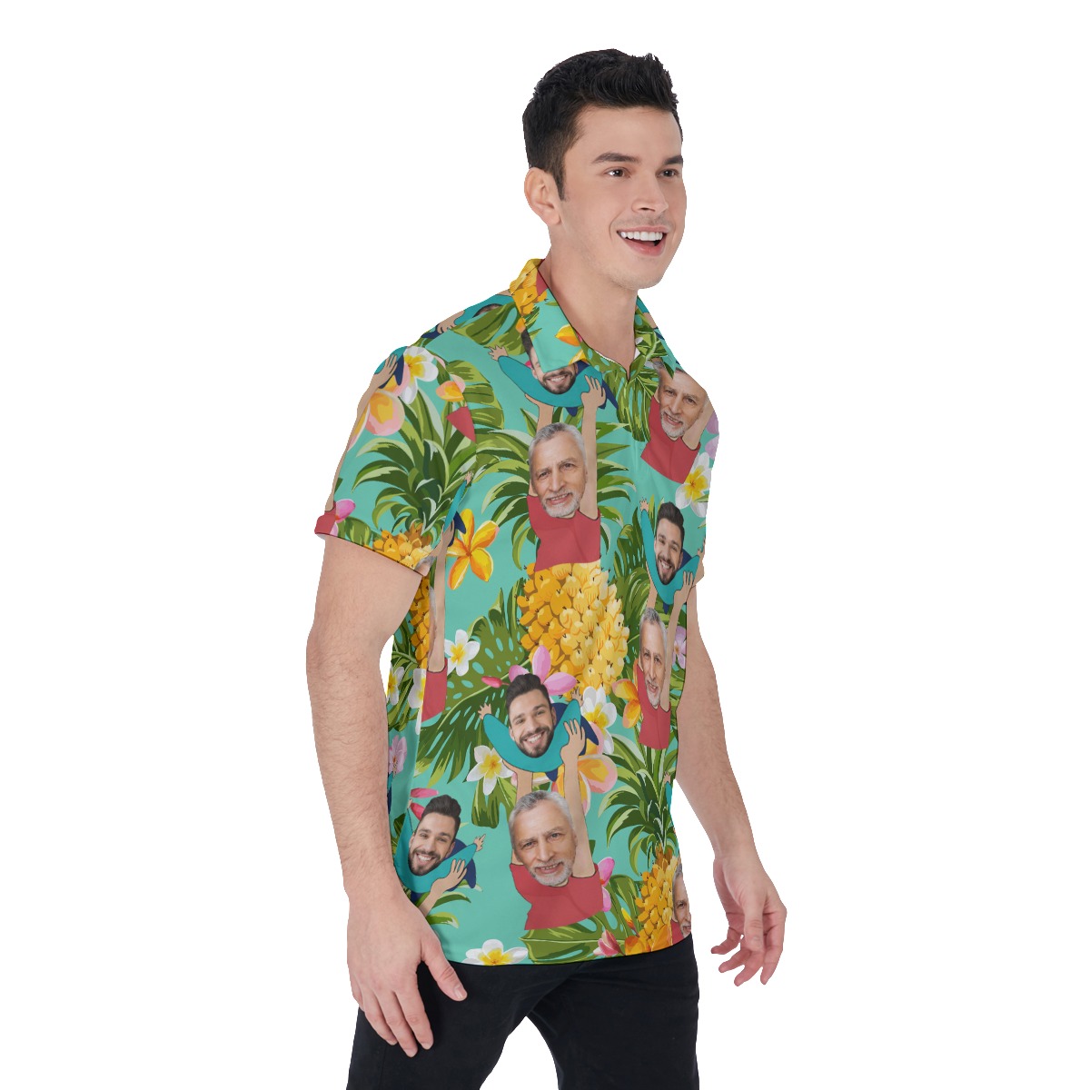 Happy Father's Day Custom Face Tropical Hawaiian Polo Shirt
