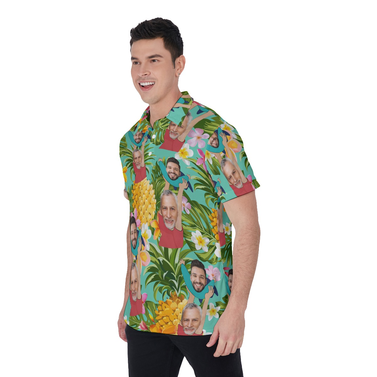 Happy Father's Day Custom Face Tropical Hawaiian Polo Shirt