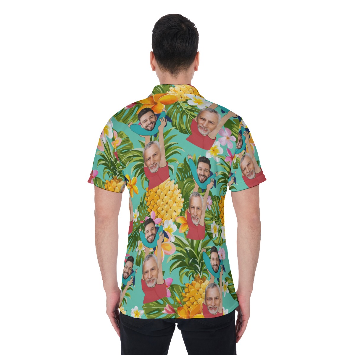 Happy Father's Day Custom Face Tropical Hawaiian Polo Shirt