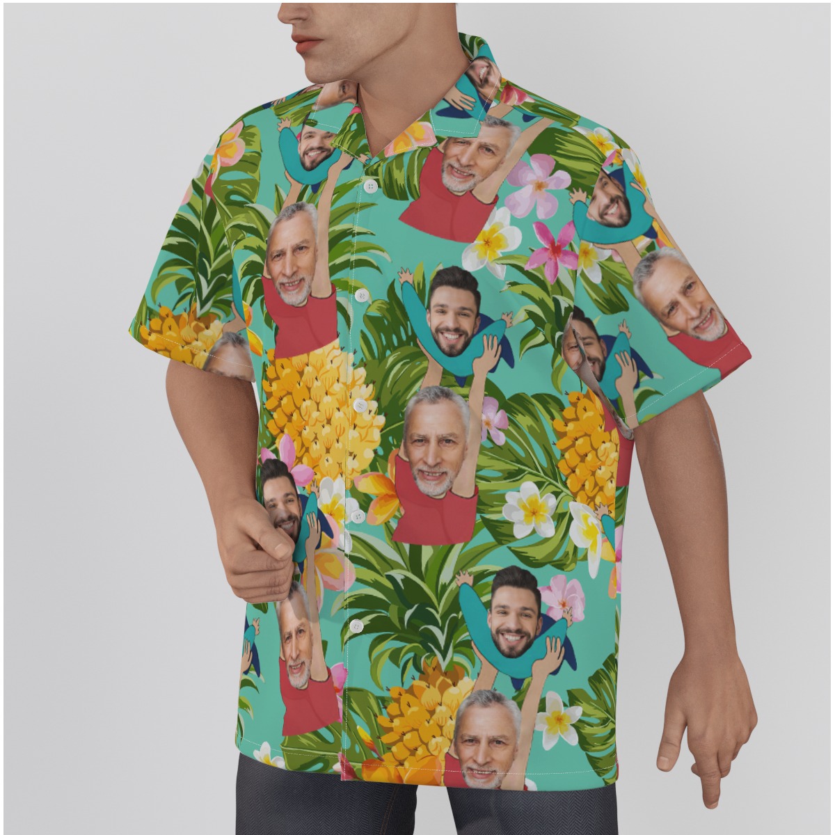 Funny Custom Face Father And Kids Tropical Hawaiian Shirt