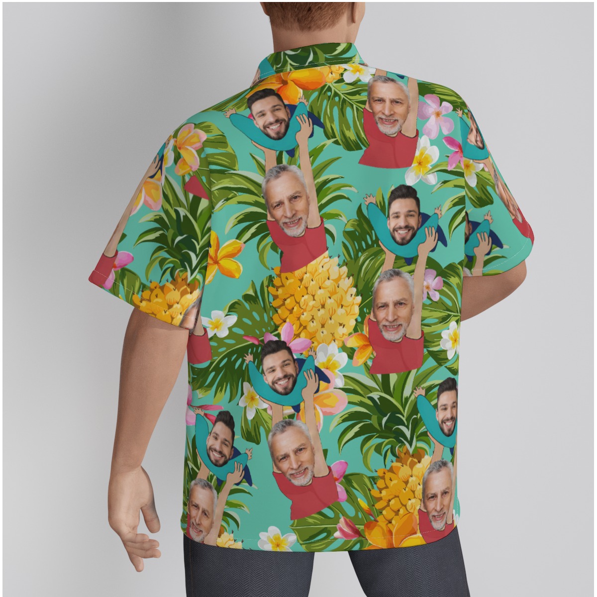 Funny Custom Face Father And Kids Tropical Hawaiian Shirt