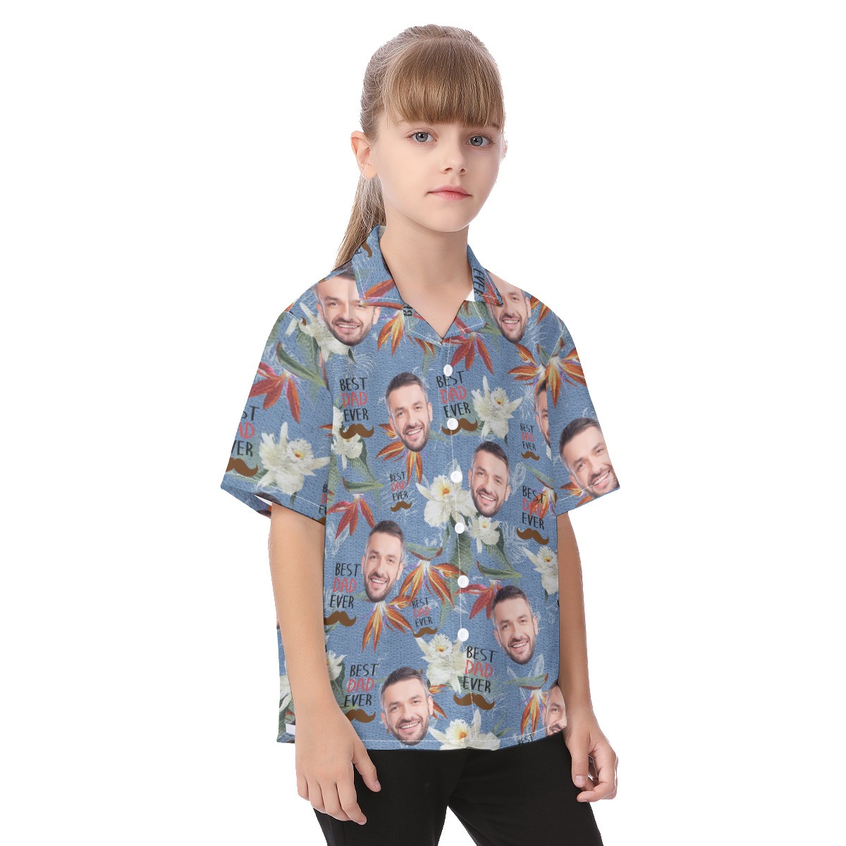 Cute Custom Face Best Dad Ever Hawaiian Shirt For Kids