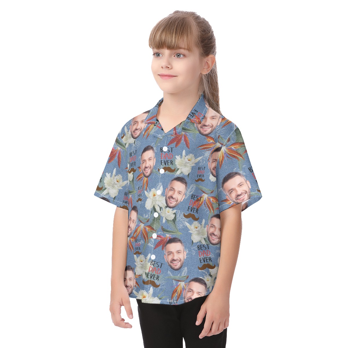 Cute Custom Face Best Dad Ever Hawaiian Shirt For Kids