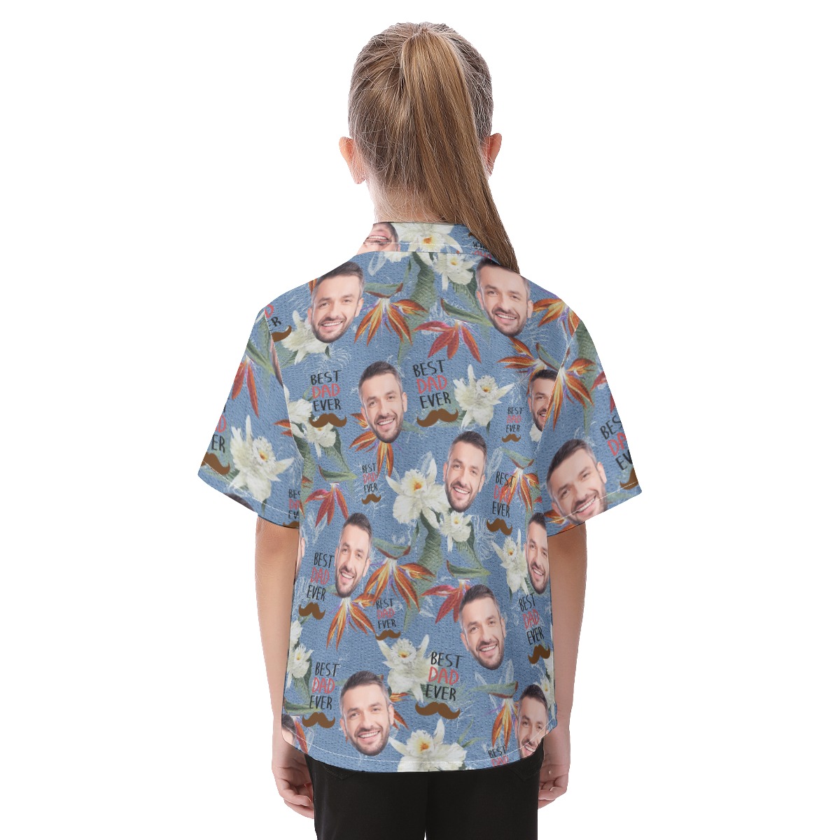 Cute Custom Face Best Dad Ever Hawaiian Shirt For Kids