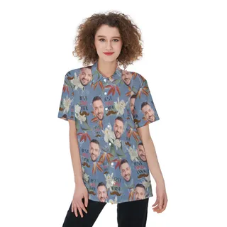 Happy Father's Day Custom Face Aloha Shirt For Women
