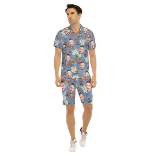 Funny Custom Face Best Dad Ever Hawaiian Shirt And Shorts For Men