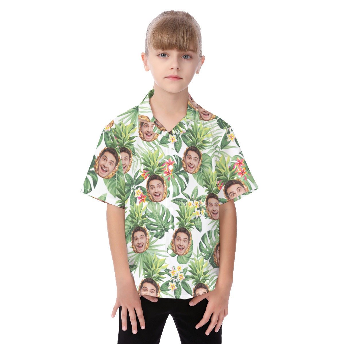 Cute Pineapple Custom Face Aloha Shirt For Kids - variant image 1