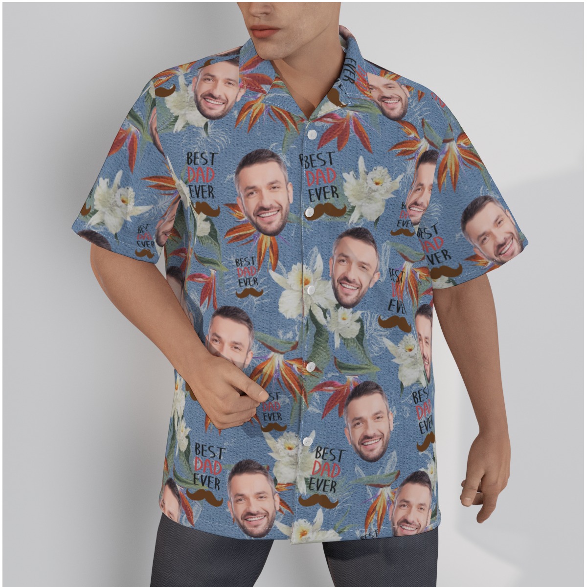 Best Dad Ever Custom Face Hawaiian Shirt - variant image 1