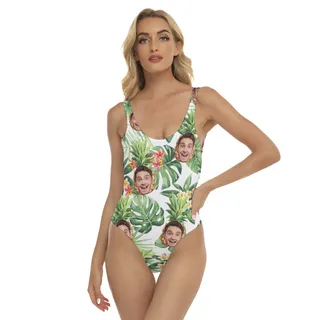 Funny Custom Face Pineapple Tropical Hawaiian Swimsuit For Women