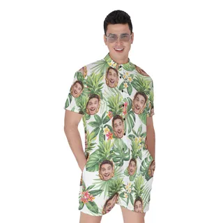 Funny Custom Face Mix Tropical Pineapple Hawaiian Romper