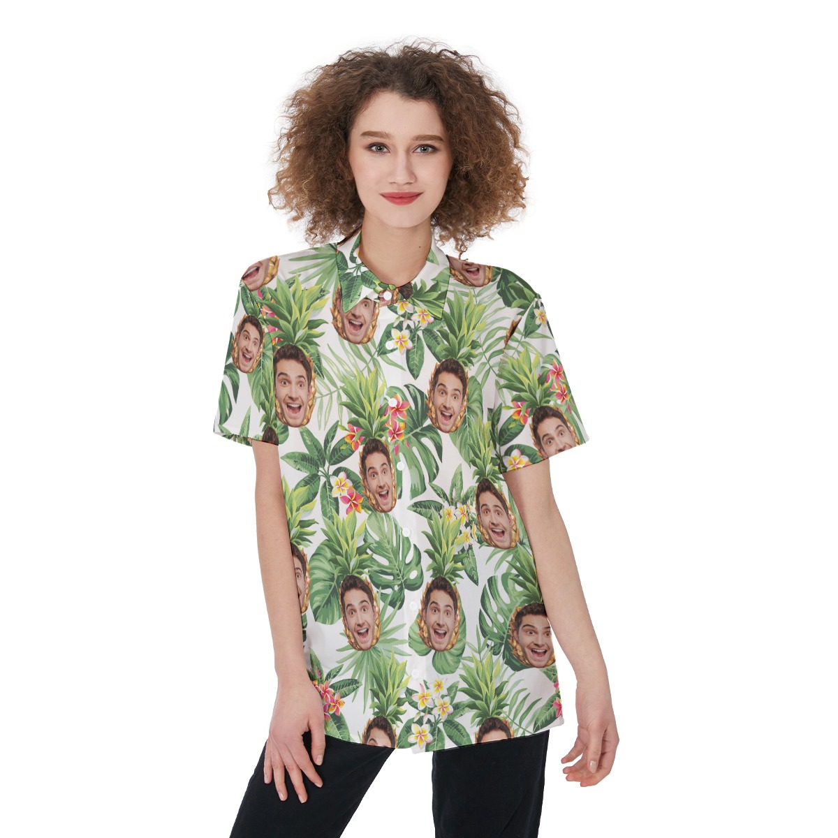 Tropical Personalized Pineapple Hawaiian Shirt For Women - variant image 1