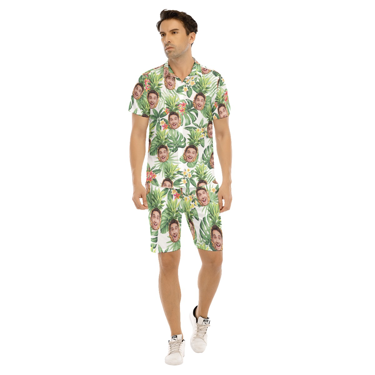 Funny Pineapple Custom Face Hawaiian Shirt And Shorts For Men - variant image 1