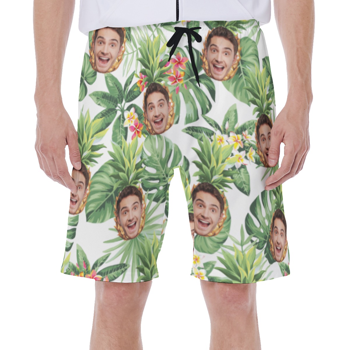 Custom Face With Pineapple Tropical Hawaiian Swim Trunks For Men - variant image 1