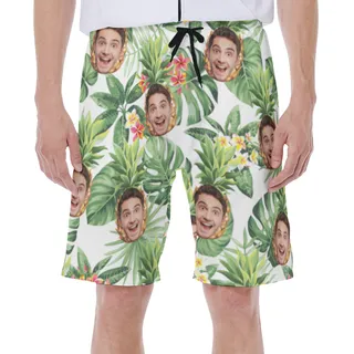 Custom Face With Pineapple Tropical Hawaiian Swim Trunks For Men
