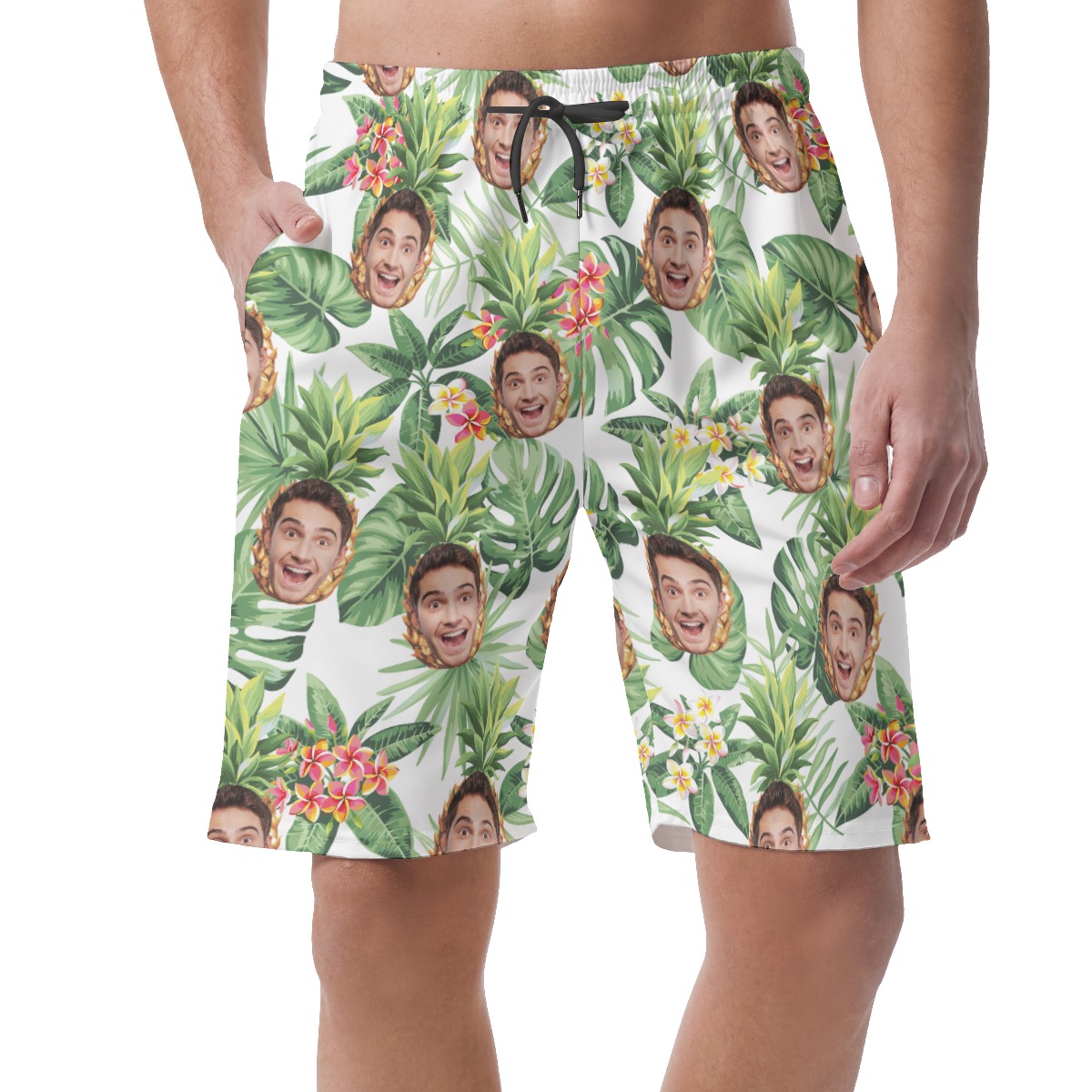 Funny Personalized Pineapple Hawaiian Beach Shorts For Men - variant image 1