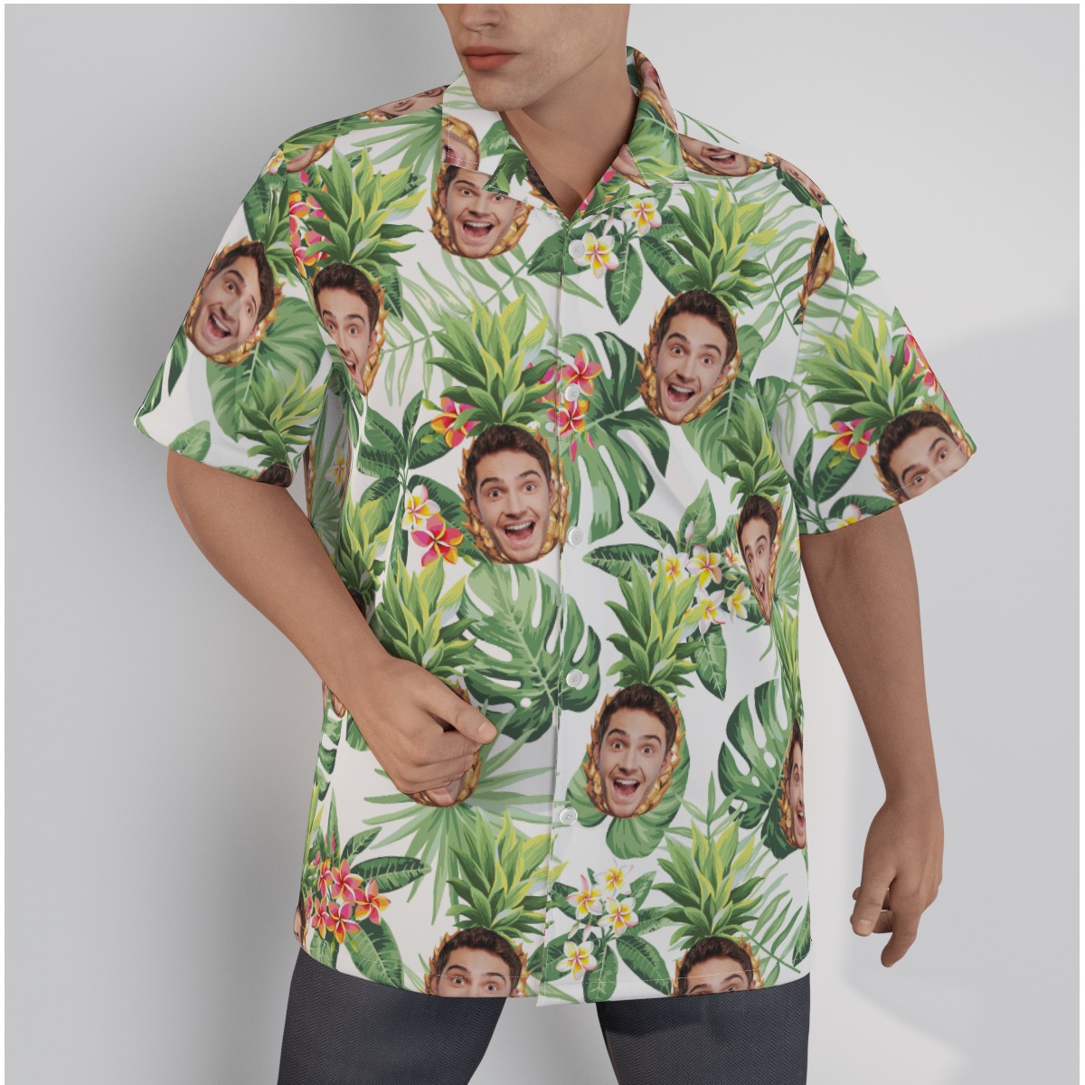 Funny Pineapple Custom Face Hawaiian Shirt - variant image 1