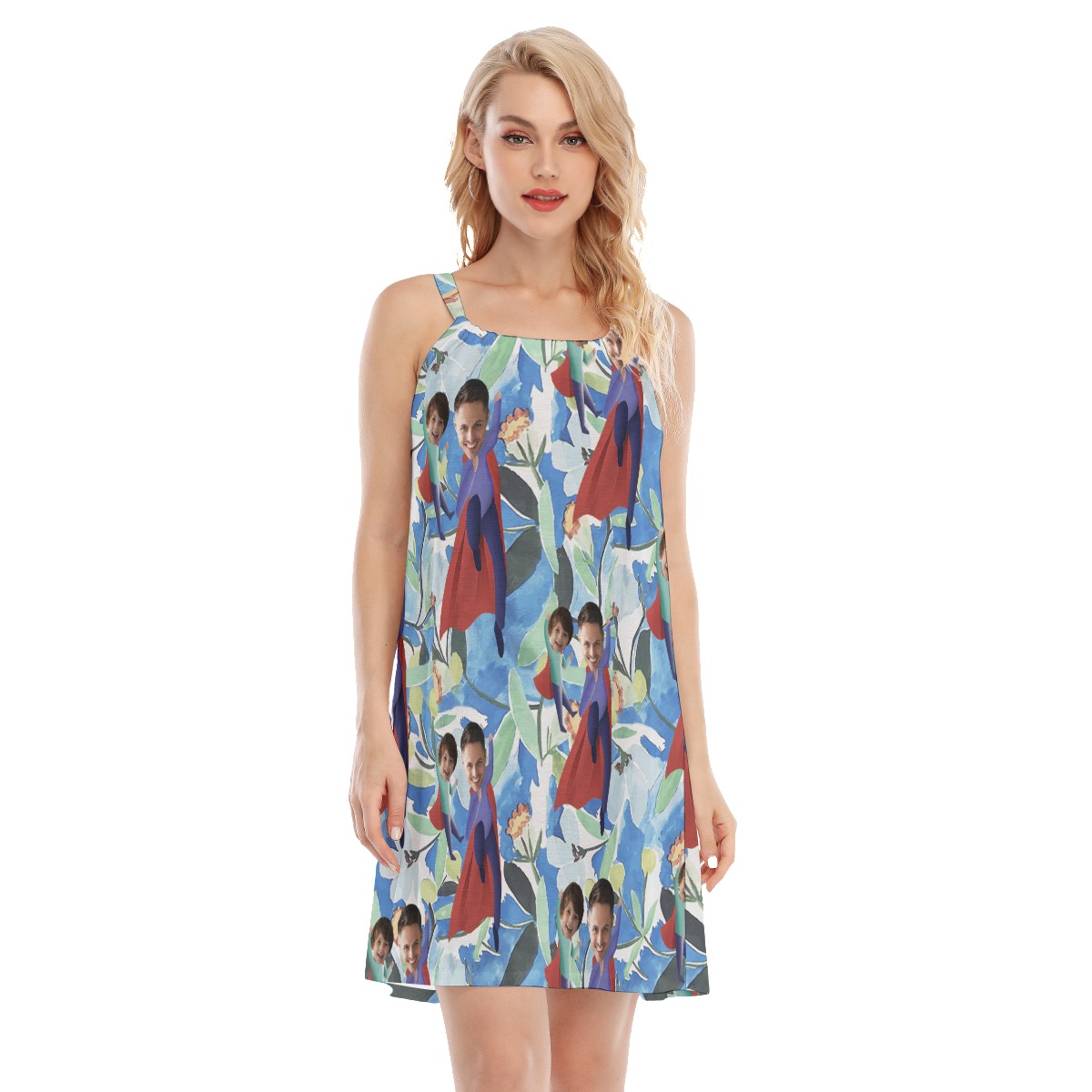 Funny Custom Face Father And Kids Hawaiian Cami Dress - variant image 1