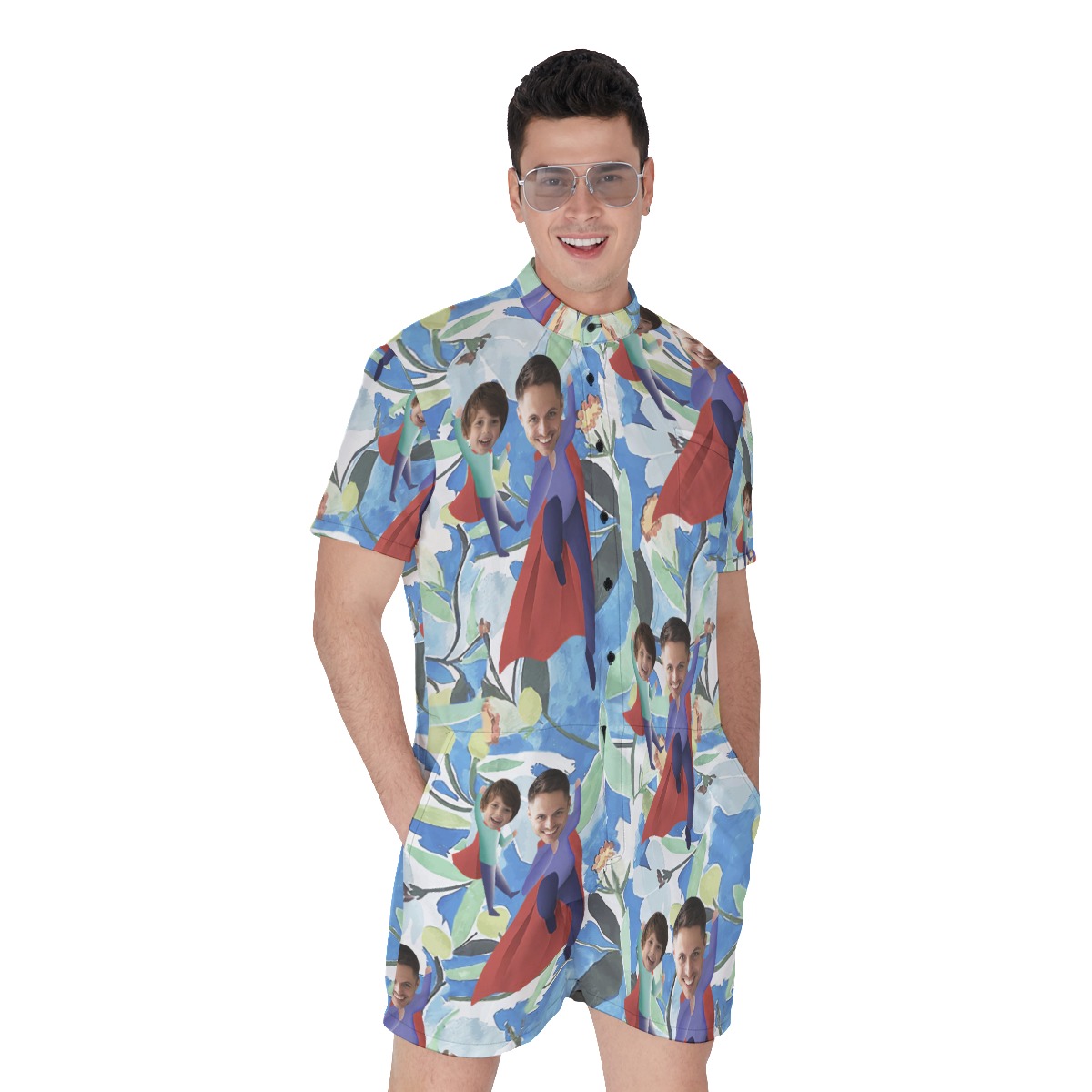 Unique Custom Face Father's Day Hawaiian Romper - variant image 1