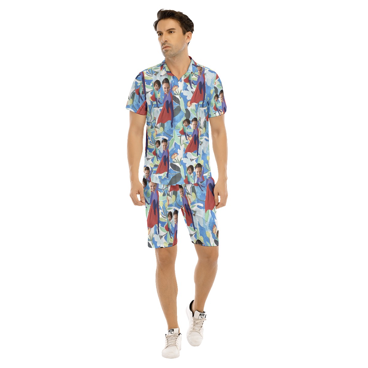 Funny Custom Face Father's Day Hawaiian Shirt And Shorts For Men - variant image 1