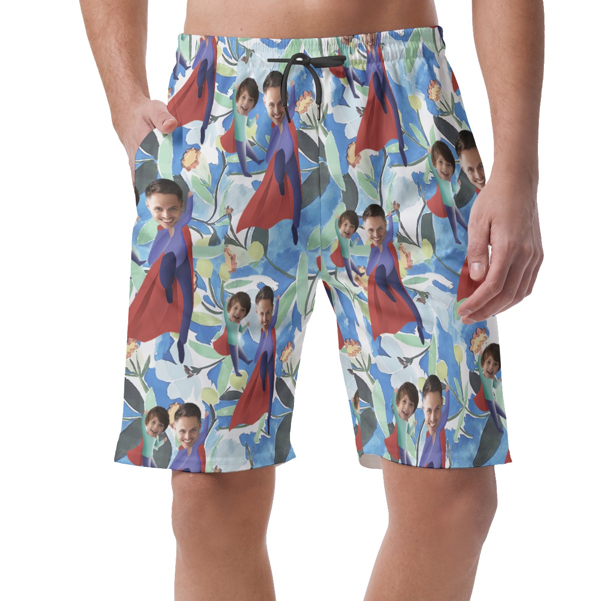 Unique Father's Day Gift Custom Face Hawaiian Beach Shorts For Men - variant image 1