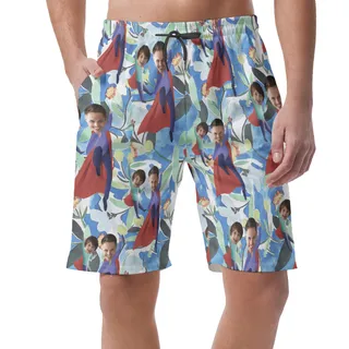 Unique Father's Day Gift Custom Face Hawaiian Beach Shorts For Men