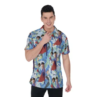 Custom Face Father And Kids Hawaiian Polo Shirt