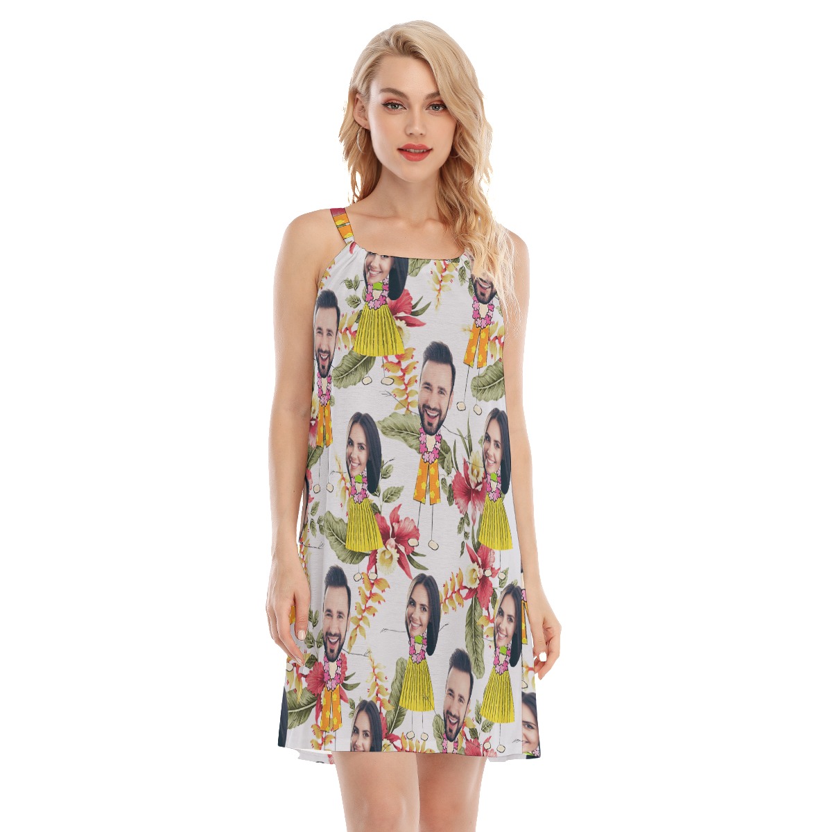 Unique Couple Custom Face Aloha Cami Dress - variant image 1