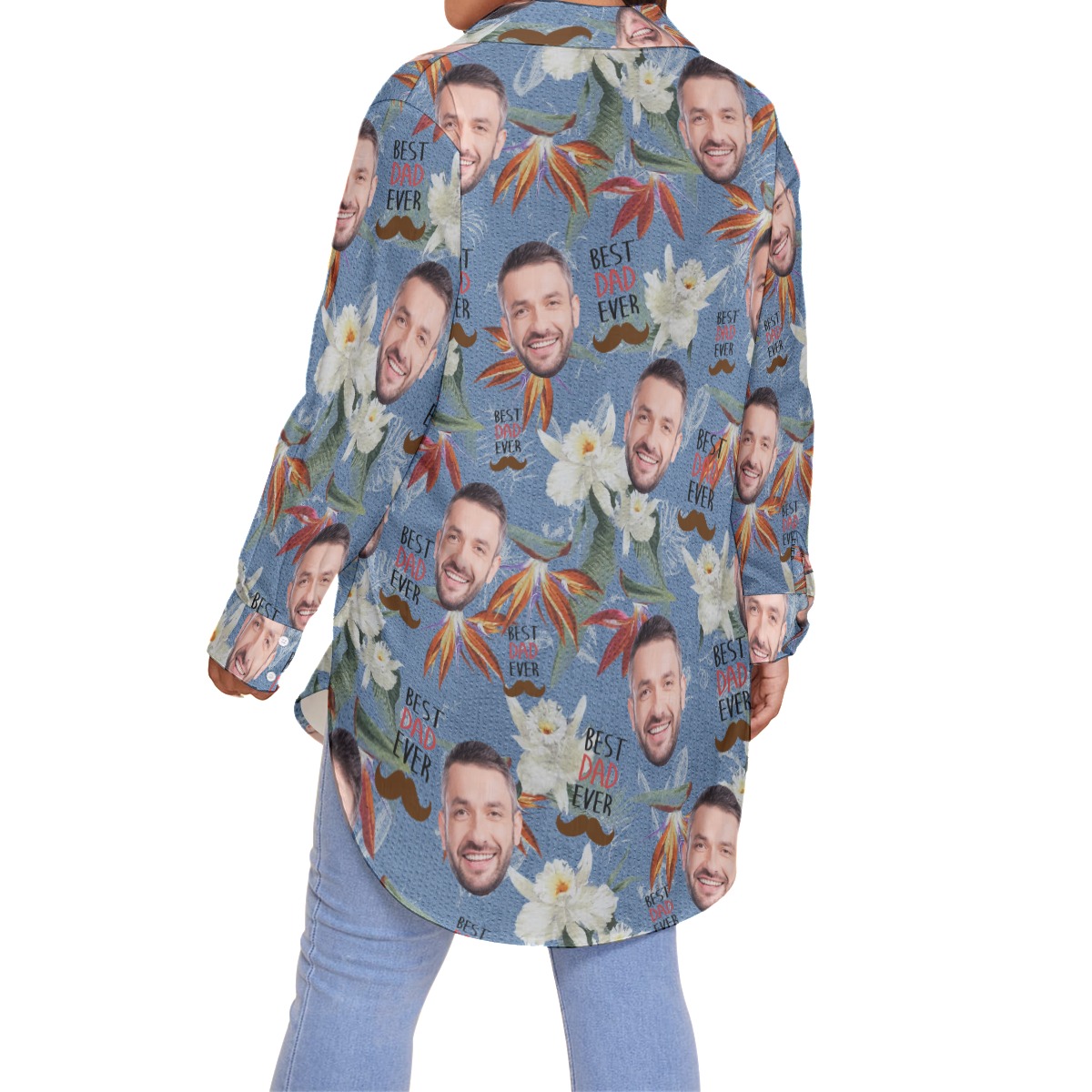Funny Custom Face Best Dad Ever Hawaiian Plus Size Shirt For Women