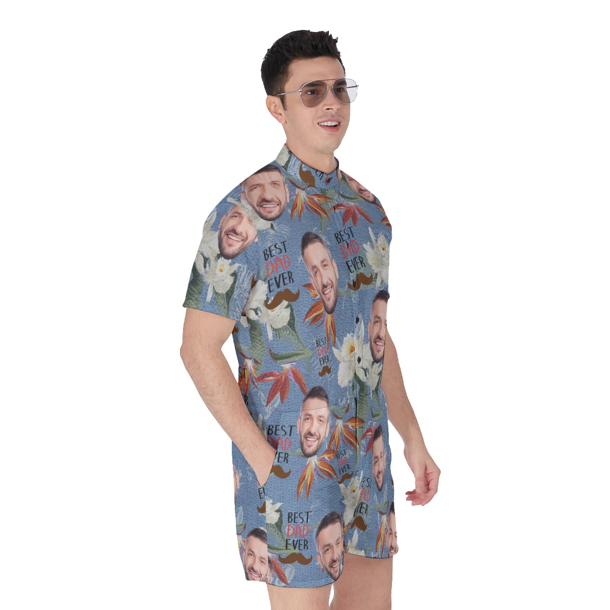 Best Dad Ever Custom Face Hawaiian Romper For Men