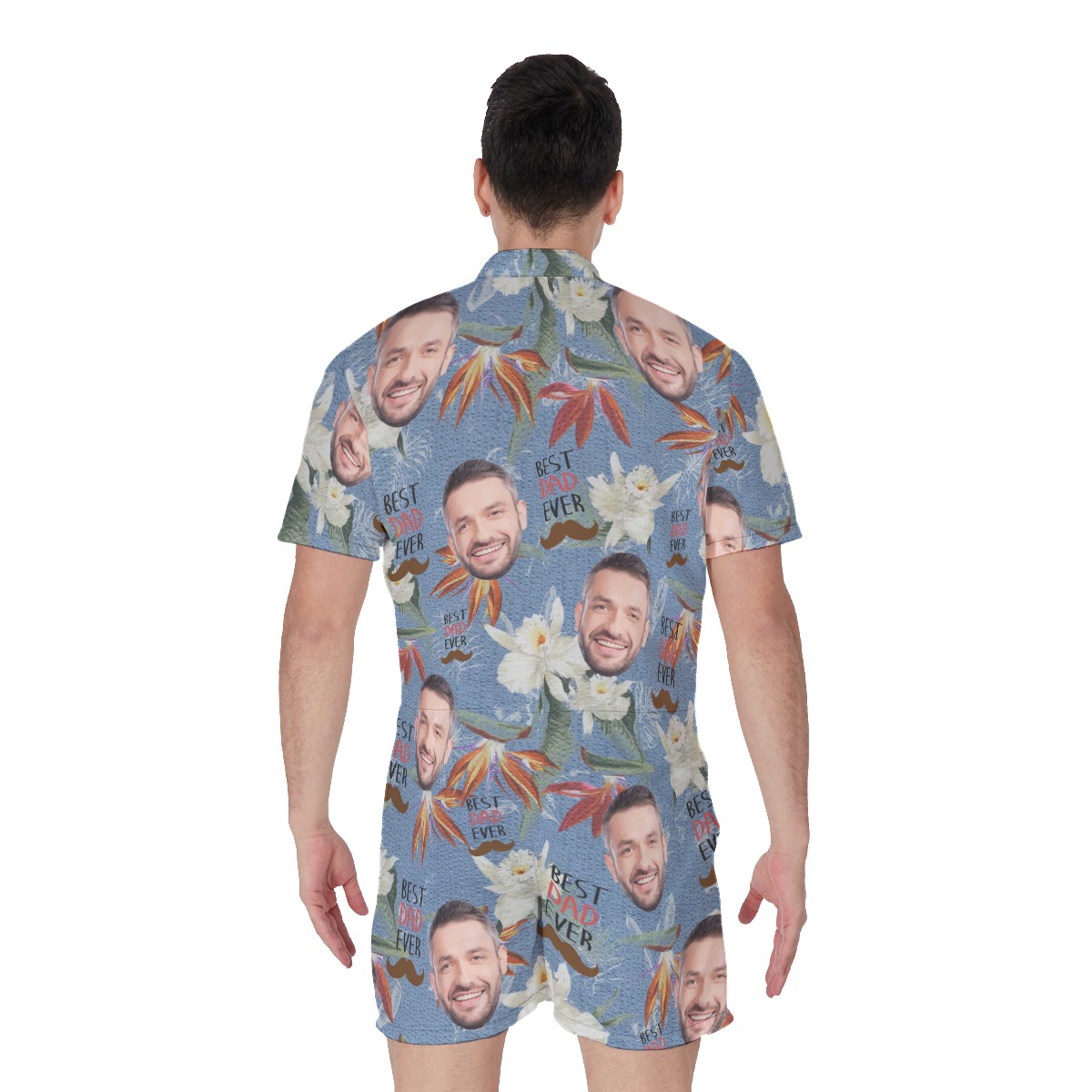 Best Dad Ever Custom Face Hawaiian Romper For Men