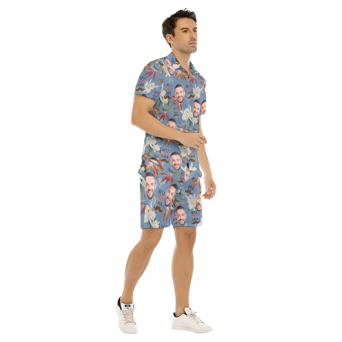 Funny Custom Face Best Dad Ever Hawaiian Shirt And Shorts For Men