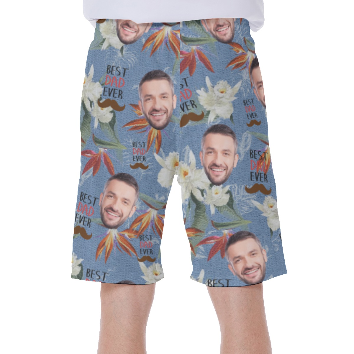 Funny Custom Face Best Dad Ever Hawaiian Swim Trunks For Men
