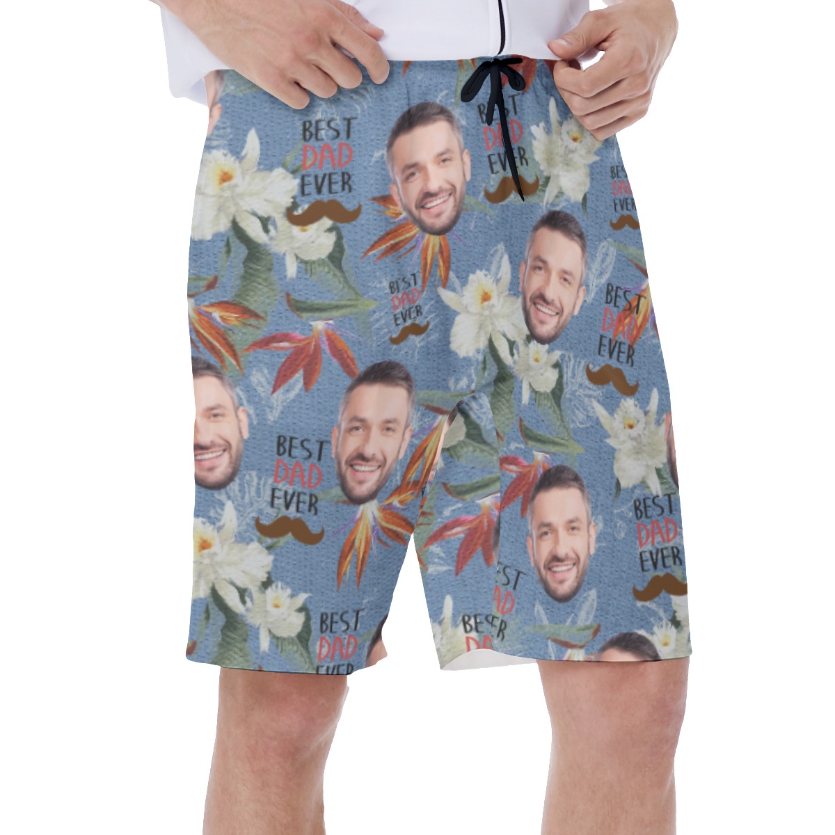 Funny Custom Face Best Dad Ever Hawaiian Swim Trunks For Men