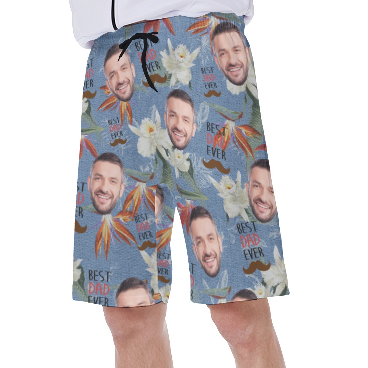 Funny Custom Face Best Dad Ever Hawaiian Swim Trunks For Men
