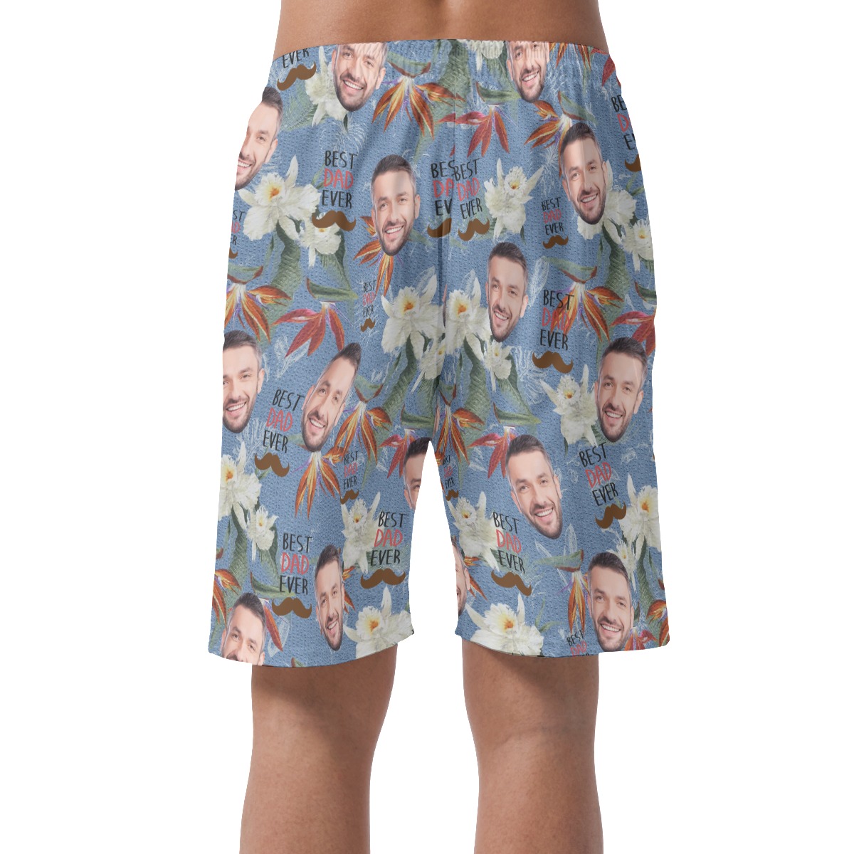 Funny Custom Face Father's Day Hawaiian Beach Shorts For Men