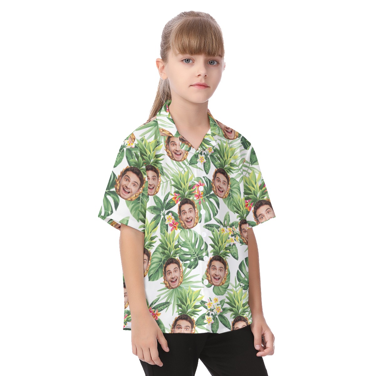 Cute Pineapple Custom Face Aloha Shirt For Kids