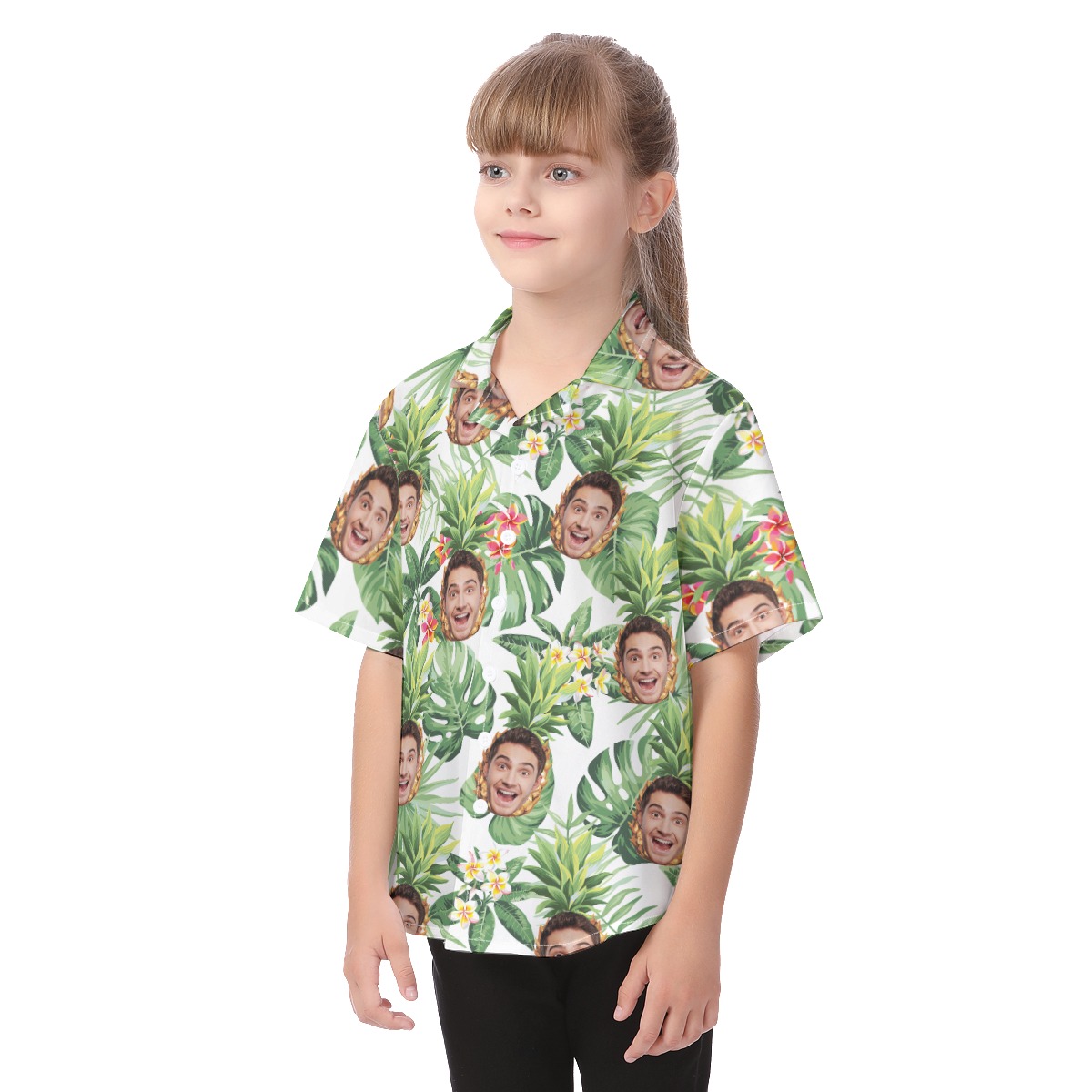Cute Pineapple Custom Face Aloha Shirt For Kids