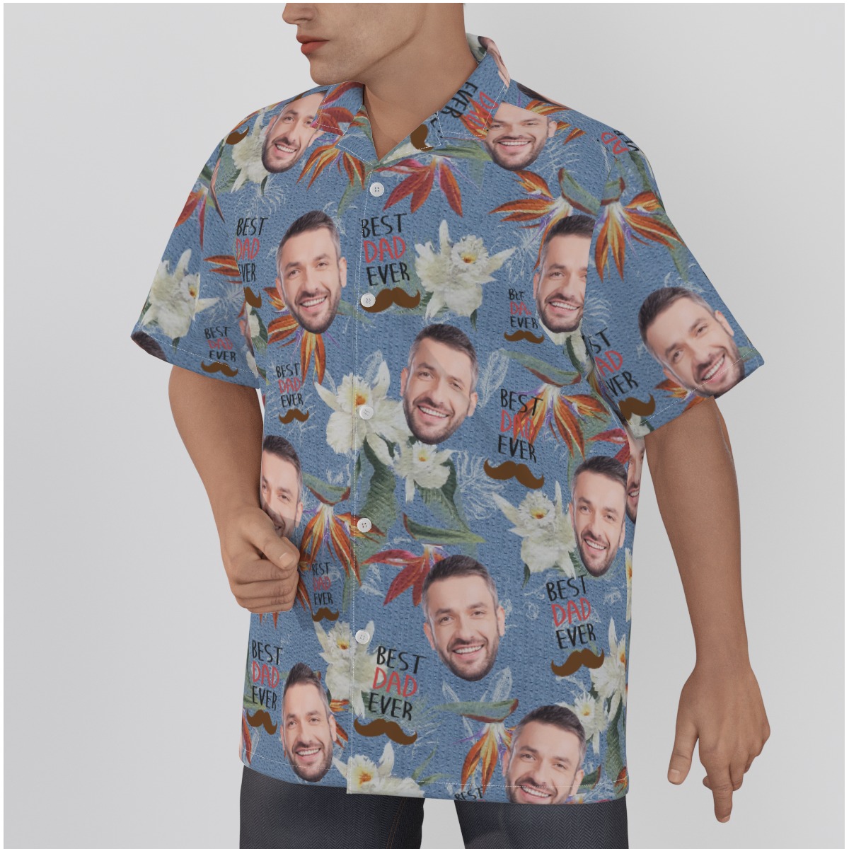 Best Dad Ever Custom Face Hawaiian Shirt