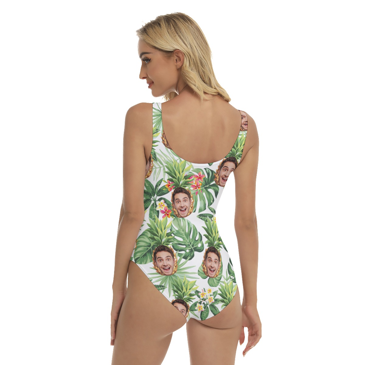 Funny Custom Face Pineapple Tropical Hawaiian Swimsuit For Women
