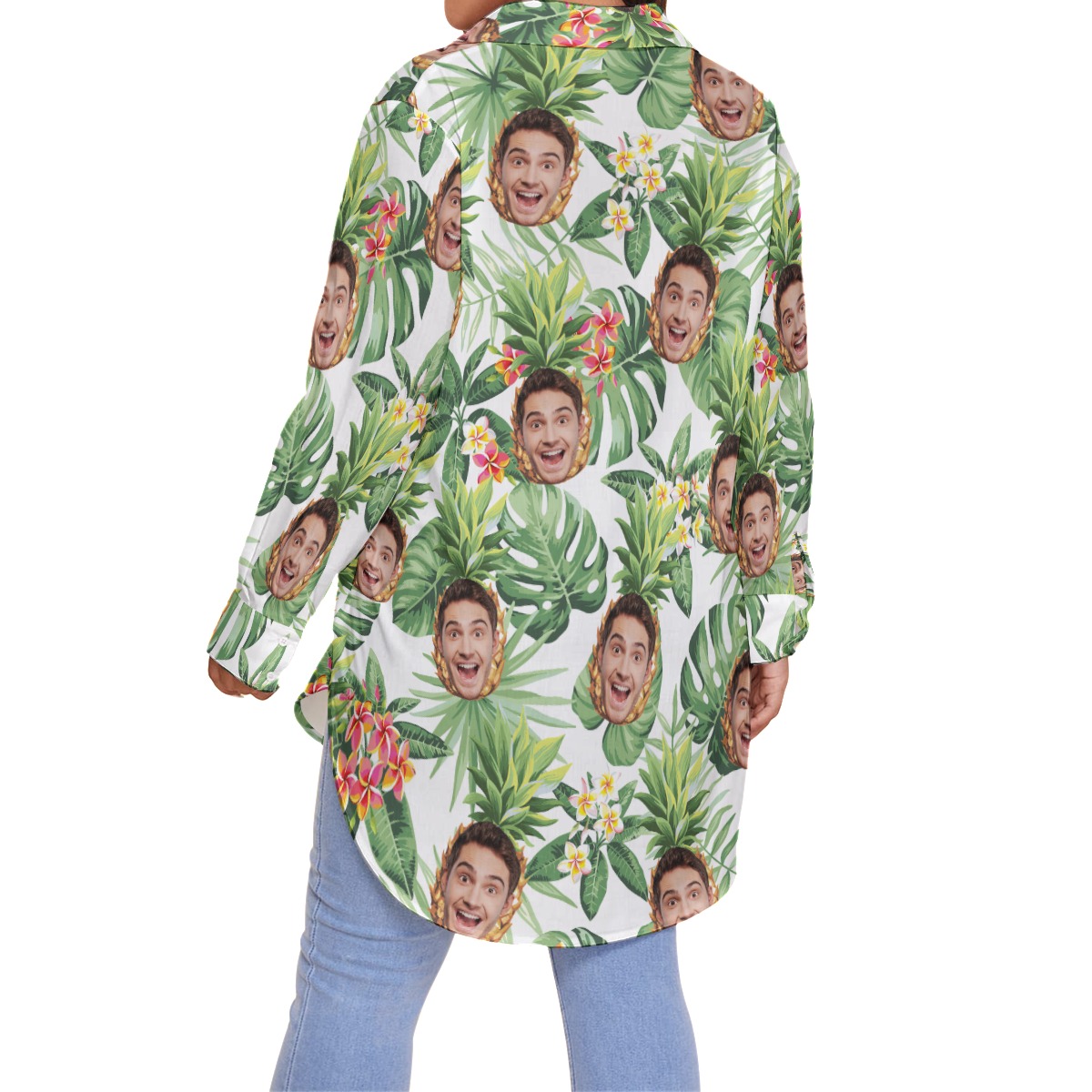 Tropical Pineapple Personalized Hawaiian Plus Size Shirt For Women