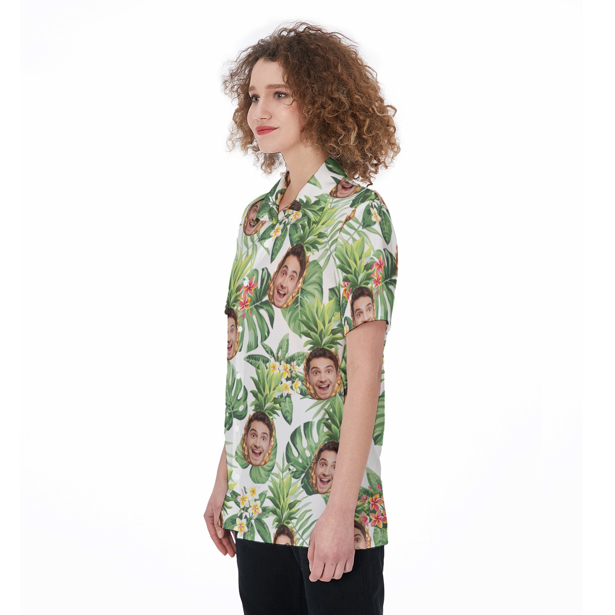 Tropical Personalized Pineapple Hawaiian Shirt For Women