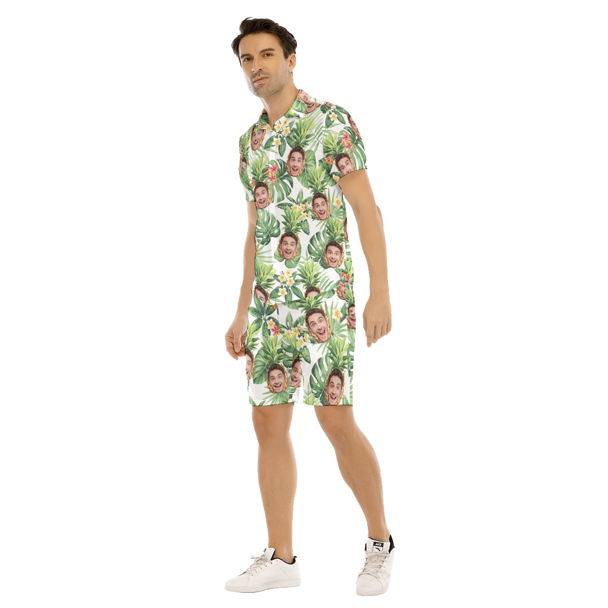 Funny Pineapple Custom Face Hawaiian Shirt And Shorts For Men