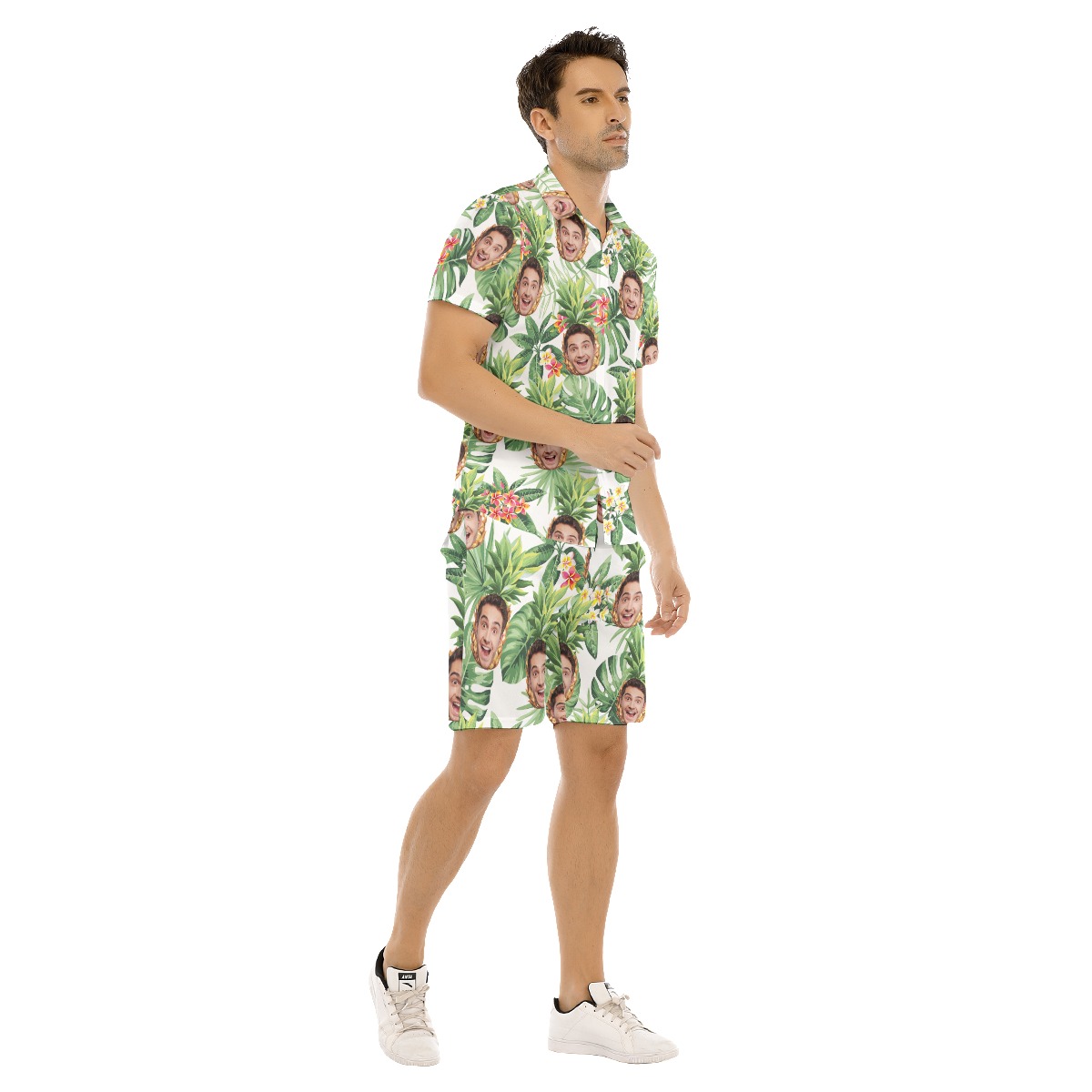 Funny Pineapple Custom Face Hawaiian Shirt And Shorts For Men