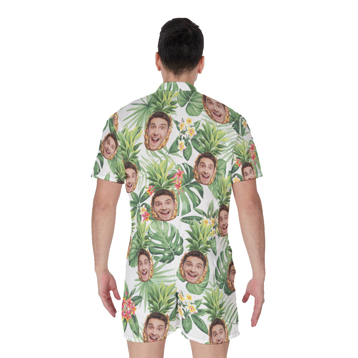Funny Custom Face Mix Tropical Pineapple Hawaiian Romper