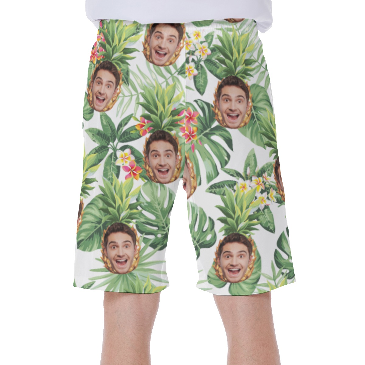Custom Face With Pineapple Tropical Hawaiian Swim Trunks For Men