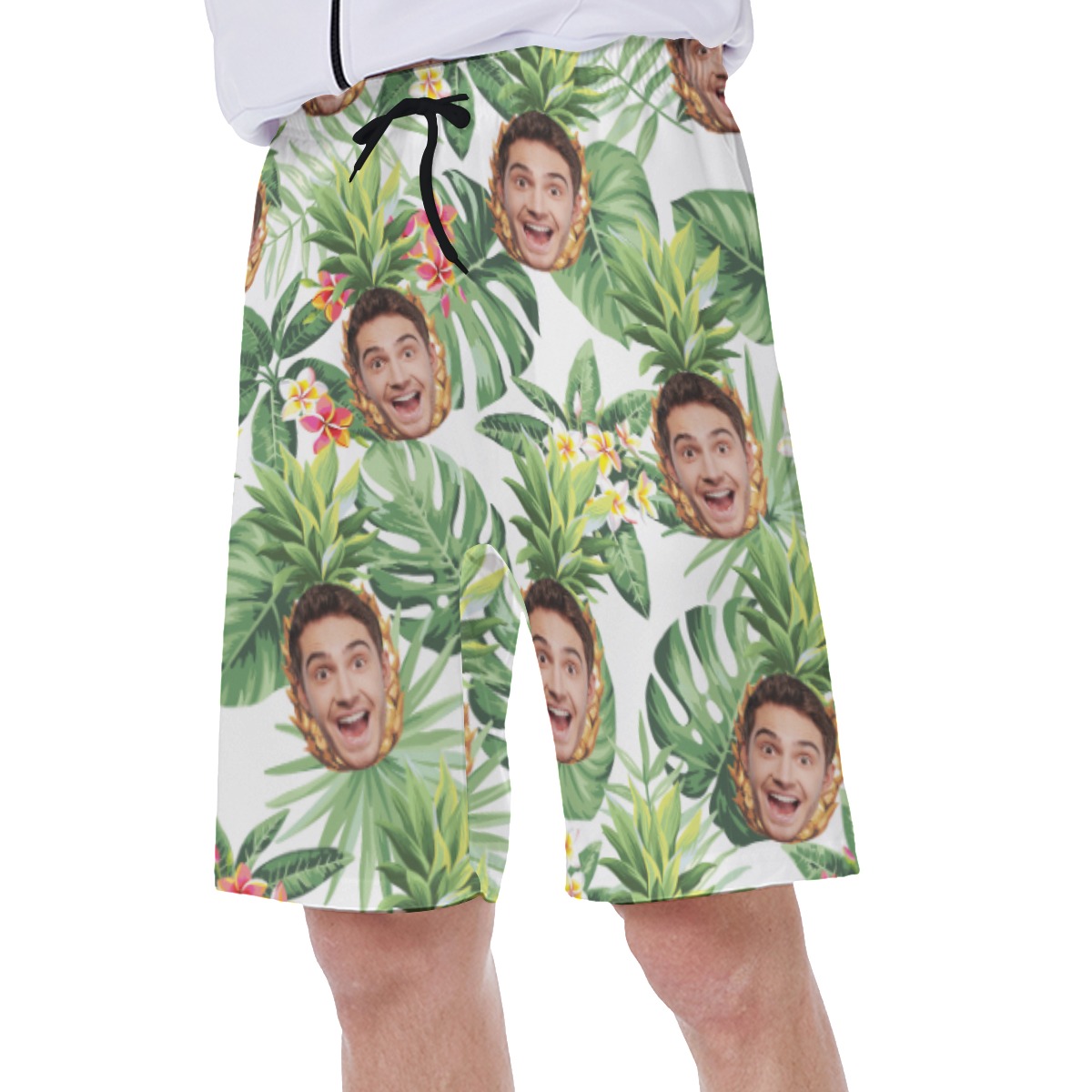 Custom Face With Pineapple Tropical Hawaiian Swim Trunks For Men