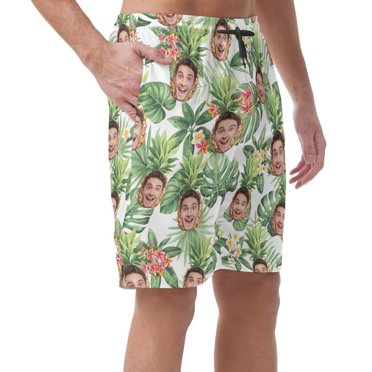 Funny Personalized Pineapple Hawaiian Beach Shorts For Men