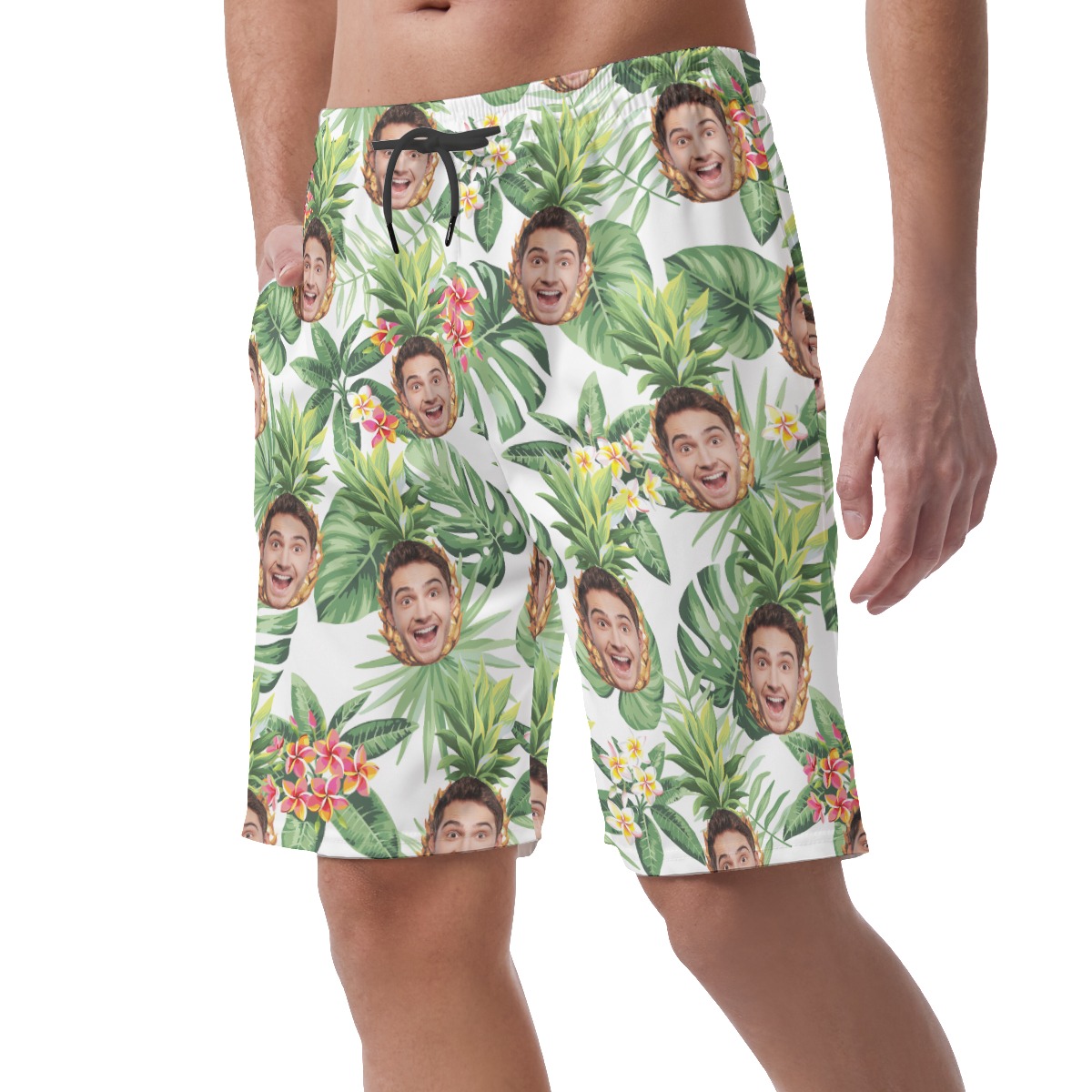 Funny Personalized Pineapple Hawaiian Beach Shorts For Men